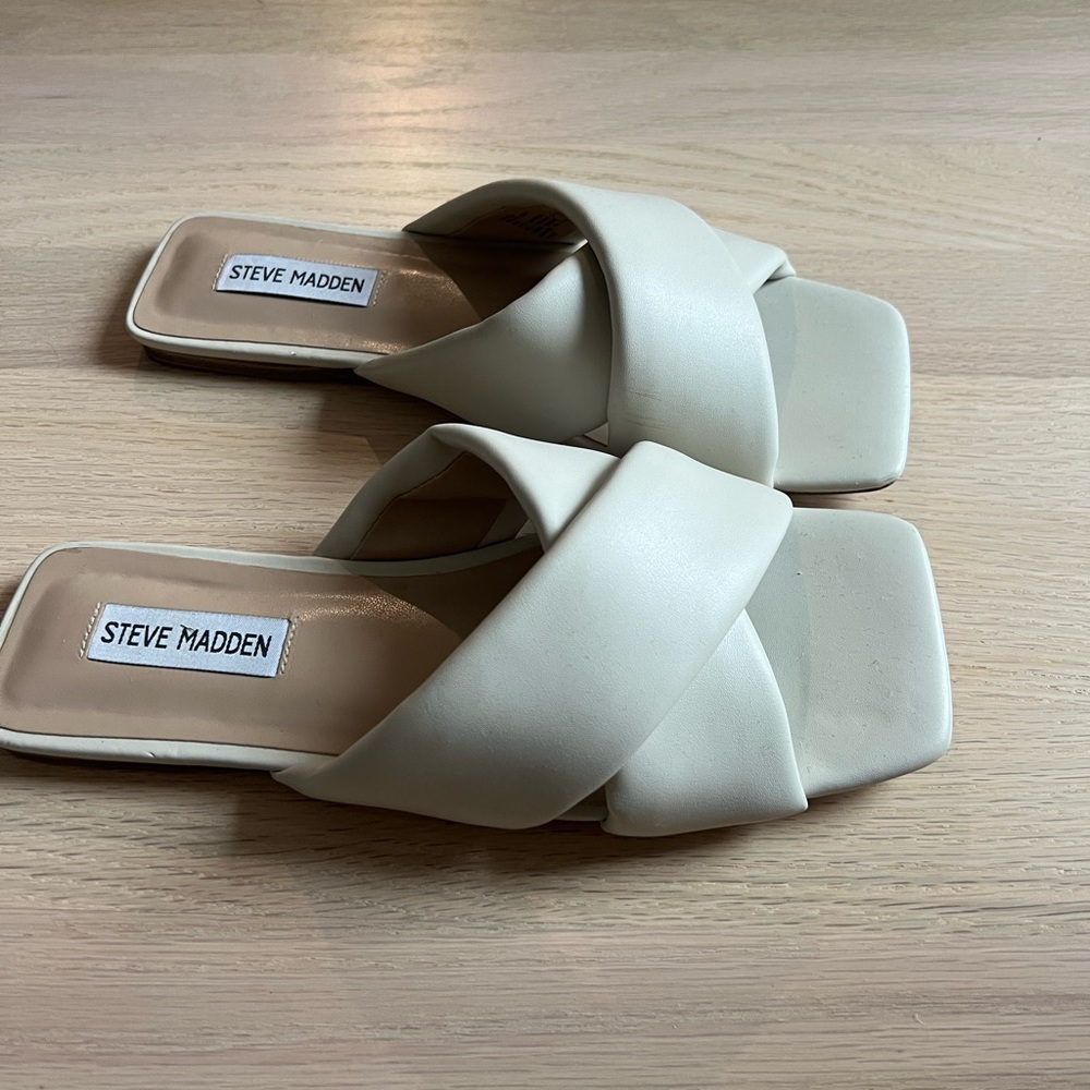 Steve Madden square toe white sandals size 8